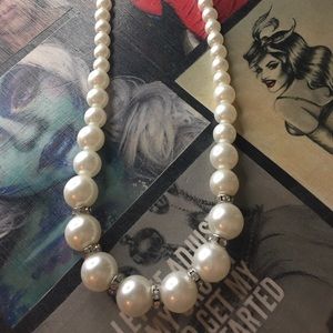 Pearl and rhinestone necklace